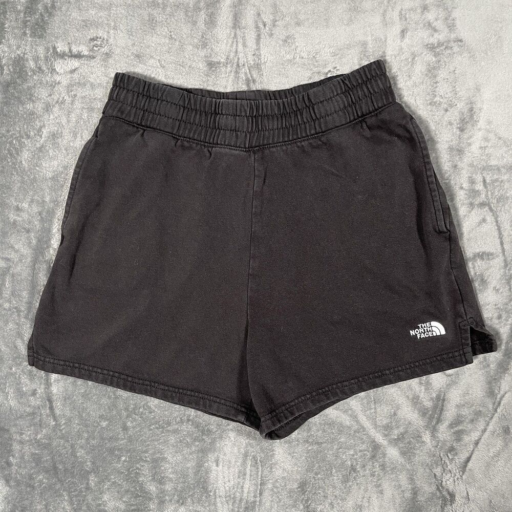 The North Face Sweat Shorts Womens M Black Fleece Elastic Waist Logo Casual